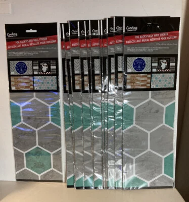 "Lote de 4 pegatinas de arte de pared con salpicadero hexagonal para azulejos 17,7"" x 29,5"""  Foto 1 de 4