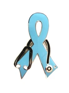Estetoscopio de cinta azul claro concienciación causa cáncer solapa médico enfermera nuevo - Imagen 1 de 7