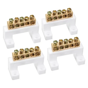 4pcs Brass Screw Terminal Block Bar 100A Double Row Bridge Shape 5 Positions - Picture 1 of 5