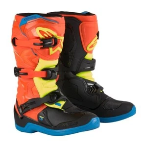 Alpinestars Tech 3S Kids Peewee Motocross Boots ORANGE FLUO ENAMEL BLUE YEL FLOU - Picture 1 of 2