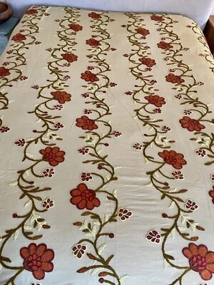 Pine Cone Hill Crewel Embroidery Twin Duvet Cover Williamsburg Autumn Floral - Image 1 of 4