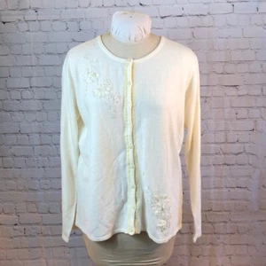 NWT! Covington ribbon Floral Beads Cardigan - Picture 1 of 8
