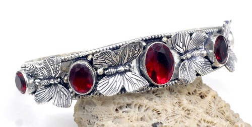 VALENTINO Bracciale Gioielli Argento Sterling 925 Granato Mozambico Gemma Misura ADJ