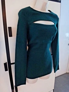 Torn by Ronny Kobo Green cut-off front sweater soft stretchy Medium NWT - Picture 1 of 7