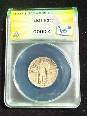 1927 S STANDING LIBERTY QUARTER  ANACS G 4 - Image 1 of 4