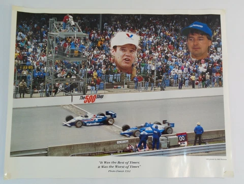 1992 Indianapolis 500 76TH Running Finish Collector Poster Al Unser Jr. Galles Cover