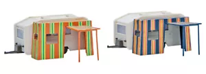 2 Camping Trailer w Awning Vollmer Welly 1:87 HO Scale Diorama Layout 45145 - Picture 1 of 3