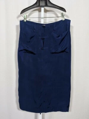 Jean Paul Gaultier Pour Gibo Vintage Años 80 Chino Tang Seda Azul Falda 34" Cintura Foto 1 de 4