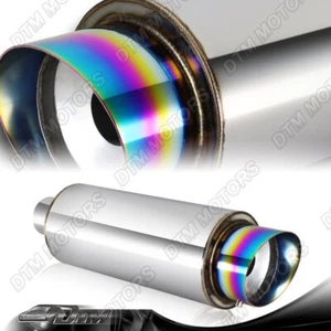 Silenciador de soldadura inoxidable de 4"" de corte inclinado arco iris punta estilo N1 de entrada de 2,5 - Imagen 1 de 6