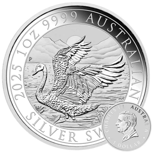 Cigno 2025 moneta d'argento 1 oz argento Ag 999,9 Silver Swan Perth Mint Australia - Foto 1 di 5