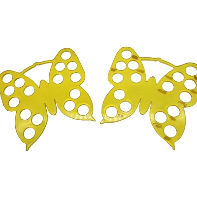 2 x Vtg Butterfly Yarn Organizers 16 Holes Yellow Plastic Crewel Needlecrafts - Image 1 of 4