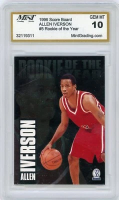 Allen Iverson 1996 Score Board Rookie #5 MGS 10 - Rookie of the Year - Image 1 of 2