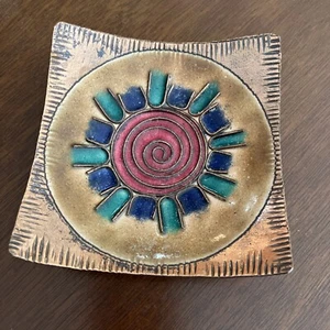 MCM California Dish Cloisonne COPPER Enamel Vtg Estate - Picture 1 of 3