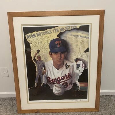 Custom Nolan Ryan Signed JSA 7th No-Hitter Lithograph Robert Stephen Simon - Image 1 of 4