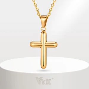 VNOX Cross Necklace for Men Women First Communion Stainless Steel Christian Gift - Picture 1 of 9