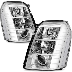 Pair Chrome Clear HID/Xenon Projector Headlights For 2007-2014 Cadillac Escalade - Picture 1 of 10