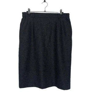 House Of Bruar Pencil Skirt Lined Wool Dark Grey Sz 12 Knee Length Work Zip Slit - Picture 1 of 7
