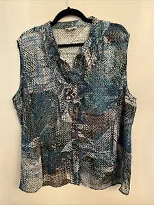 Tahari Sleeveless Ruffle Button Front Top size 3X - Picture 1 of 6