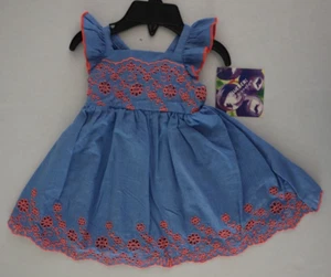 Blueberi Boulevard MAB11459 Baby Girl's Sz 3/6M Chambray Denim Embroidered Dress - Picture 1 of 7