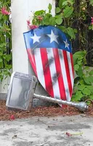 Captain America WWII Metal Heater Shield & Mjolnir Thor Hammer – Triangle Design - Picture 1 of 6