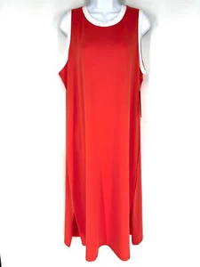 Calvin Klein ärmelloses Tank Maxikleid Gr. L pfirsich lachs Strick Seitenschlitze Neu mit Etikett - Bild 1 von 14