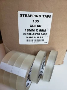 Strapping Tape clear 18mm × 55m , 3/4" wide . 96 ROLLS - Picture 1 of 3