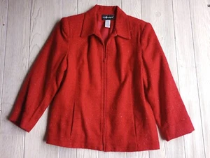 Vintage Sag Harbor Zip Up Jacket - Size 14 Red Silver Sparkle - Picture 1 of 7