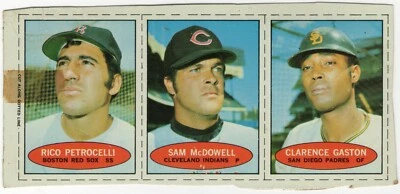 1971 Bazooka RICO PETROCELLI/SAM McDOWELL/CLARENT GASTON UNCUT SHEET of Cards - Image 1 of 2