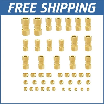 Premium 46PCS Brass Compression Tube Fittings for Versatile Plumbing Solutions - Image 1 of 4