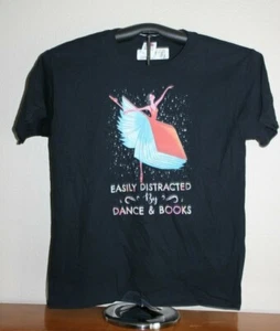 EASILY DISTRACTED BY DANCE & BOOKS T-Shirt, Jugend X-Large auf schwarz - Bild 1 von 5