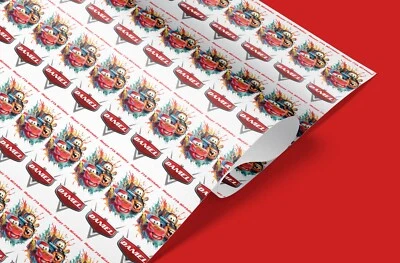 Cars Lightning McQueen Personalised Wrapping Paper – Custom Name Gift Wrap - Image 1 of 3