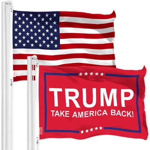 G128 Combo USA & Take America Back Red Flag 3x5 Ft Printed 150D Polyester - Picture 1 of 8