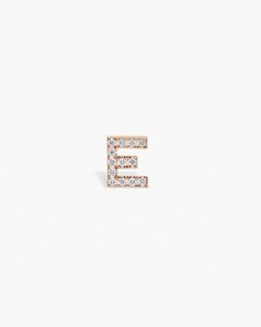 Genuine Diamond Initial E Slider Pendant 14k Solid Gold Name Pendant For Women - Picture 1 of 12