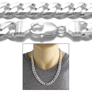 Collar de cadena cubana sólida plata esterlina 925 para hombre 11 mm (calibre 300) - Imagen 1 de 3