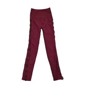 Leggings Free People FP Movimiento Mujer XS/S Borgoña Lateral Entrecruzado Encaje - Imagen 1 de 9