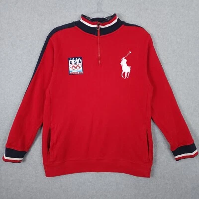 Polo Ralph Lauren Suéter Niños Grande 18 20 Equipo Olímpico de Estados Unidos 2010 1/4 Cremallera Rojo Foto 1 de 4