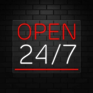 Open 24/7 Leuchtreklame für Retail Displays | LED Flex Neon | 31" B x 24" H x 1" T - Bild 1 von 5