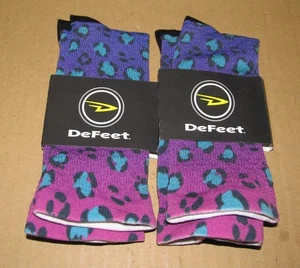 2 Pair Defeet Purple Leopard Cycling Socks Size XL NEW - Picture 1 of 3