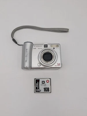 Canon PowerShot A75 Digital Camera 3.2 MP 3x Zoom w/ Compact Flash Card - TESTED - Image 1 of 4