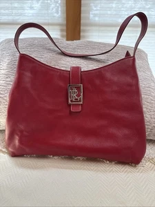 LRL Lauren Ralph Lauren rot Metall Akzent Medium Hobo Schultertasche Tasche SCHÖN! - Bild 1 von 22