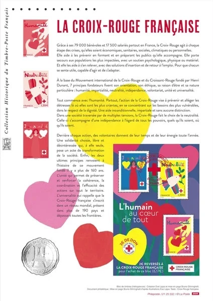 france 2025 Red Cross 3 values Universality Impartiality Neutrality ms3v DOC PHI - Image 1 of 1