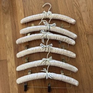 6 Neiman Marcus Soft Padded Satin Fabric Clothes Hangers Lingerie Vintage Luxury - Picture 1 of 3
