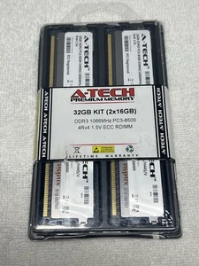 A-Tech 32GB 2x 16GB 4Rx4 PC3-8500R DDR3 1066MHz ECC RDIMM REG RAM 1.5v - Picture 1 of 2