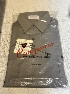 De colección 1970 Conqueror Union Policía Correo Servicio Postal Uniforme SS Camisa Nuevo de Lote Antiguo 15-2 Foto 1 de 4