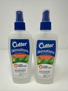 Cutter Skinsations Mosquito Insect Repellent + Aloe Vitamin E 6oz 2 Bottles NEW - Picture 1 of 2