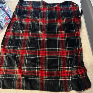 Cozy Plaid Sherpa Throw Blanket Christmas Reversible Black Red Green Warm Fleece - Picture 1 of 6