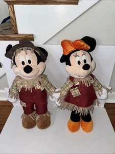 HTF Disney MICKEY & MINNIE MOUSE Thanksgiving Scarecrow 23" #63168 & 63224 - Picture 1 of 5