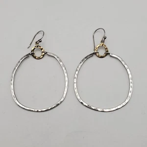 Silpada Hoop Dynamic Duo Drop Earrings Sterling Silvr & Brass W3148 - Picture 1 of 5