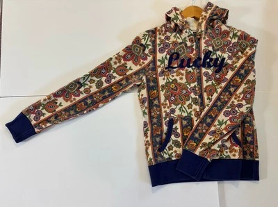 Vintage Lucky Brand Asian Floral Print Zip Front Hoodie Jacket Size S - Image 1 of 4
