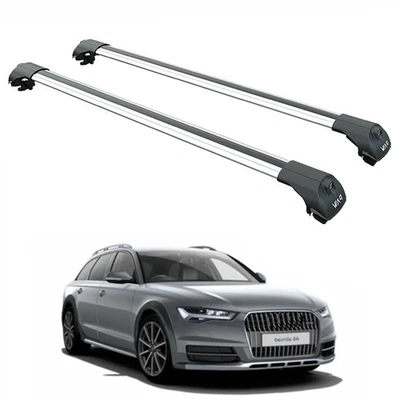 For Audi A6 C7 Allroad 2012-2019 Roof Rack Cross Bars Raised Rail Black - Image 1 of 2